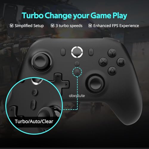 abxylute C6 Wireless PC Controller, Bluetooth Game Controller -1000Hz Polling Rate- Hall Effect Joystick for Windows PC, Switch 1&2, Steam Deck, Android TV/Mobile, iOS, MAC &Tesla Vibration Turbo Lightweight - color: Black