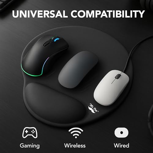 Mr. Pen- Ergonomic Mouse Pad with Wrist Rest | Breathable Fabric with Memory Foam Cushion, Non-Slip Rubber Base, Gel Mouse Pad with Wrist Support - color: Black