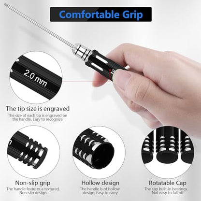 RC Tool Kit,Hex Screwdriver w/3/23",5/64",1/16",0.05",1.5/2.0/2.5/3.0mm | 8 Pcs Hexagon Allen Precision Screwdriver Set Compatible with Traxxas Arrma RC Cars RC Model Car Helicopter - color: Black
