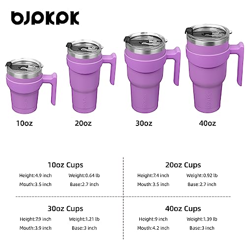 BJPKPK 10 oz Mini Tumbler with Lid, Straw & Handle, Insulated Steel Cup | Small, Spill Proof, Leak Proof, Thermal, Double Wall Vacuum, Sweatproof, Dishwasher Safe, BPA Free, Lavender - color: A-Lavender, size: 10 Ounces