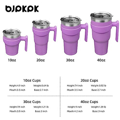 BJPKPK 10 oz Mini Tumbler with Lid, Straw & Handle, Insulated Steel Cup | Small, Spill Proof, Leak Proof, Thermal, Double Wall Vacuum, Sweatproof, Dishwasher Safe, BPA Free, Lavender - color: A-Lavender, size: 10 Ounces