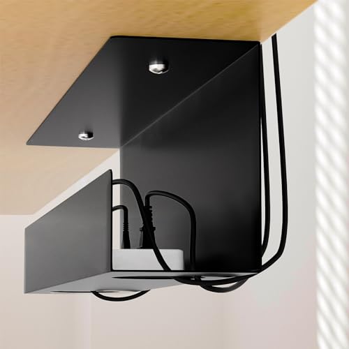 Cable Management Under Desk,17 inch Cable Management Tray | Power Strip Holder,Cord Organizer,Wire Management for Office and Home, Black