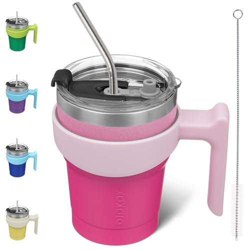 BJPKPK 10 oz Mini Tumbler with Lid, Straw & Handle, Insulated Steel Cup | Small, Spill Proof, Leak Proof, Thermal, Double Wall Vacuum, Sweatproof, Dishwasher Safe, BPA Free, Cherry Blossom - color: Cherry Blossom, size: 10 Ounces