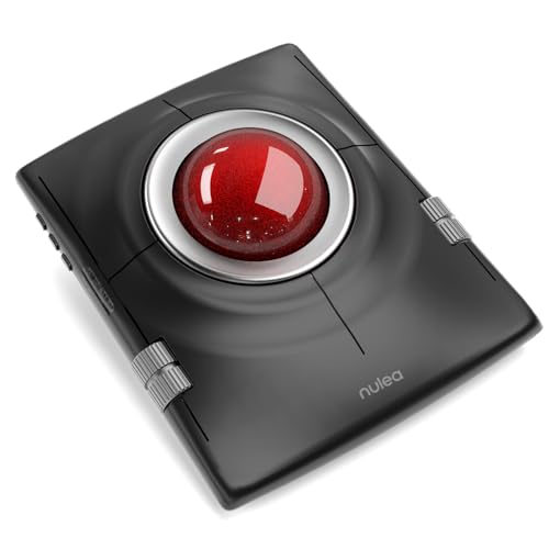 Nulea Wireless Trackball Mouse, Ergonomic 55mm Trackball, 4 Level Adjustable DPI for Precise Control, Left or Right Hand Compatible, Rechargeable, Multi-Device Bluetooth & 2.4GHz for PC, Laptop - color: A-Red