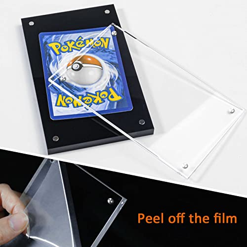 Acrylic Card Display Frame, Magnetic Trading Card Frames - Desktop Protector, 2 Sets Black