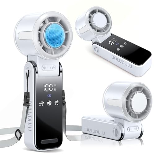Portable Handheld Turbo Fan with Cooling, 21000 RPM Personal Fan Rechargeable 100 Speeds, 13Hrs Battery Life, LED Display Powerful Mini Fan for Travel, Outdoor, Working, Gifts (Black) - color: White