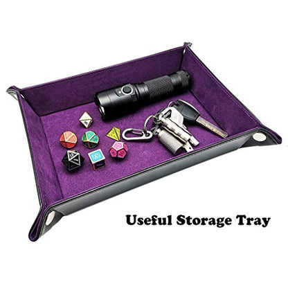 Dice Holder and Tray - Double Sided PU Leather and Velvet Folding Tray for Dice Gaming and Other Table Games (Purple) - color: Purple