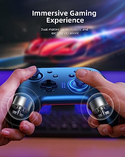 Forty4 Wireless Gaming Controller, Game Controller for PC Windows 7/8/10/11, PS3, Switch, Dual-Vibration Joystick Gamepad for Computer