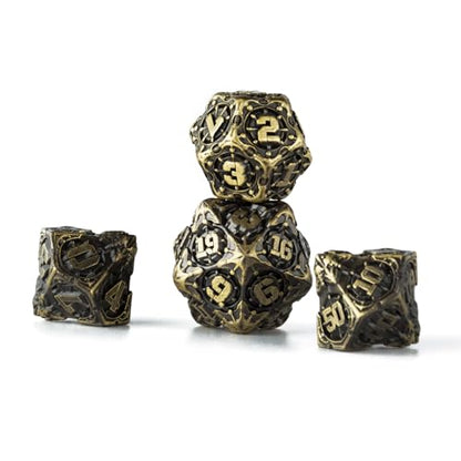 Surpass DND dice Set Metal dice Role Playing Polyhedral Dice Dungeons and Dragons Gifts Pathfinder d&d dice 7piece Set Bronze (Antique Bronze) - color: Antique Bronze