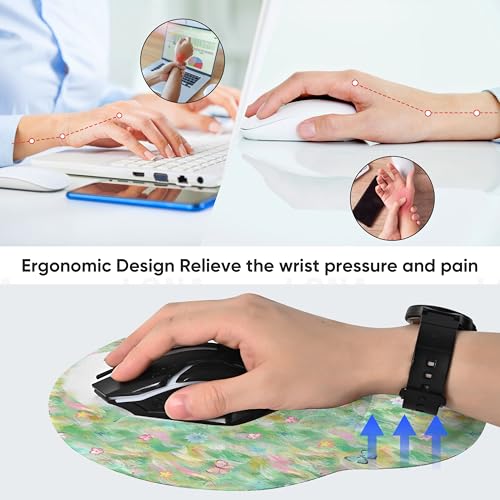 Ergonomic Mouse Pad with Wrist Support,Non-Slip Rubber Base for Computer Laptop & Mac,Lightweight Rest for Home,Office & Travel (Green and Buttflies) - color: Green and Buttflies