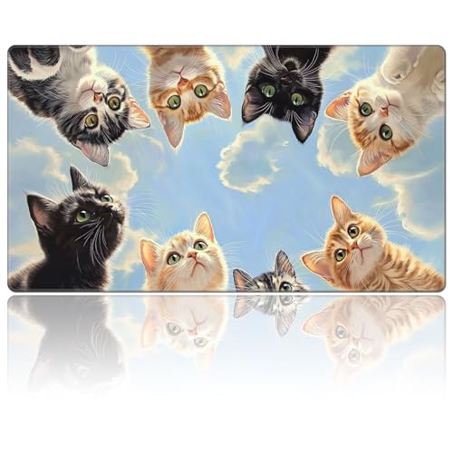 DEGDFSGR for MTG Playmat 24 x 14 inches for TCG Playmats Non-Slip Rubber Base Commander Playmat HD Cover for Magic Play Mat Iorcana Trading Card Game, Adorable Cats - color: Adorable Cats, size: 24" x 14"
