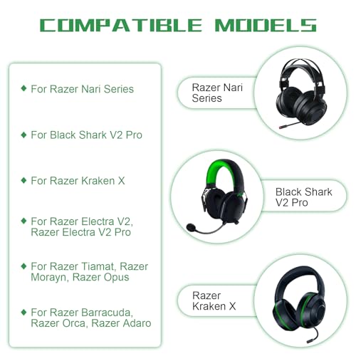 Replacement Audio Cable Cord Wire with Y Splitter for Razer Kraken X/BlackShark V2 Pro/Razer Nari Headphone Gaming Headset Adapter to PC/Speaker/Headphone