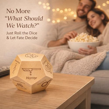 Movie Dice, 12-Sided Date Night Dice Game for Couples & Friends | Roll to pick a random movie genre for date nights; a fun gift for him, her, couples, birthdays, anniversaries & holidays. - style: Movie Genre Dice