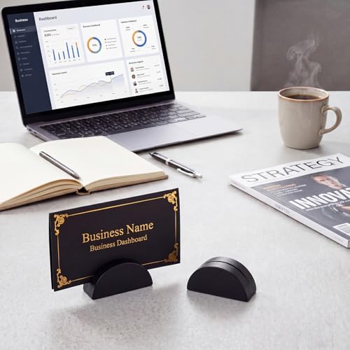 Colingmill 24 Pcs Wooden Table Number Stands with Tented Cards,Black | Wedding Table Name Holder Semicircular Design Place Card Holders for Retail Shop Wedding Party Events - color: Black