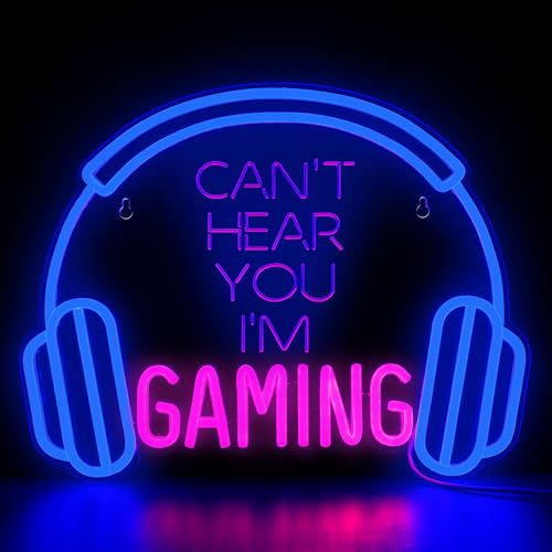 Kavaas Gaming Neon Sign, Can't Hear You I'm Gaming Headset LED Sign for Game Room Wall Decor - Headphone Neon Light Signs - Best Gamer Gifts for Teen Boys, Kids - color: Headphone_HPB