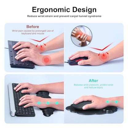 MOKURU Cloud Mouse Pad with Wrist Rest, Cloud Keyboard Wrist Rest, Mouse Pad Wrist Support, Ergonomic Keyboard Mouse Wrist Support (Black) - color: Black