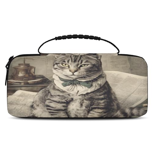 Adornori Vintage Cat Carry Case Compatible with Nintendo Switch 2, with 20 Games Cartridges, Funny Cat Portable Travel Carrying Case Pouch for Accessories & Games - color: Multicolor 8