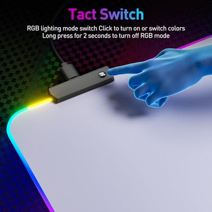 RGB 마우스패드 LED 마우스 패드, 대형 마우스 패드, LED 및 빅 마우스 매트(화이트) - color: RGB 화이트