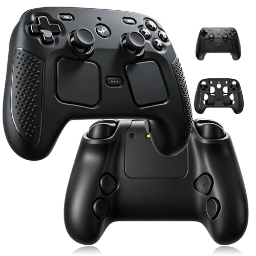Protective Case for 2026 Steam Controller 2 Accessories, Soft Silicone Cover with Comfort Grip Black Shell Skin, Ergonomic Design Snug Fit Anti-Slip Shockproof Case Cover with Full Protection