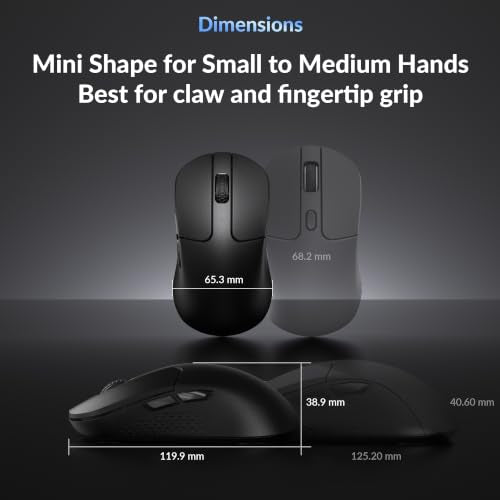 Keychron M3 Mini 8K Wireless Gaming Mouse, 55g Lightweight, PixArt 3950 Sensor, 30K DPI, Bluetooth 5.3/2.4GHz/Wired, Programmable, 140H Battery, for Mac/Windows/Linux - Black - color: Black