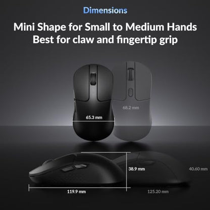 Keychron M3 Mini 8K Wireless Gaming Mouse, 55g Lightweight, PixArt 3950 Sensor, 30K DPI, Bluetooth 5.3/2.4GHz/Wired, Programmable, 140H Battery, for Mac/Windows/Linux - Black - color: Black