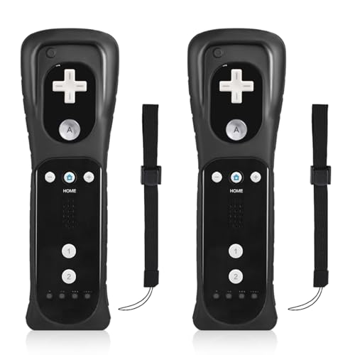 TechKen 2 Pack Wii Remote Controller with Silicone Case and Wrist Strap for Wii U - color: Black