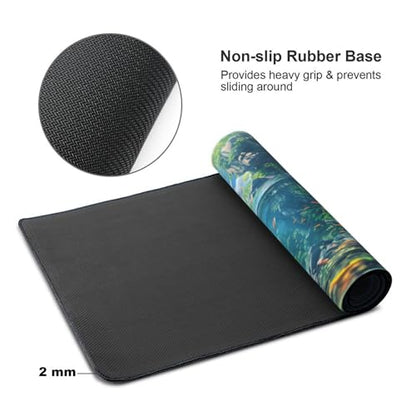 XXL Gaming Mouse Pad 35.4x15.7 inch, Stream Fish Landscape Theme Desk Mat,Large Ocean Sea Water Plants Scene Mousepad (Water Plant) - color: Water Plant