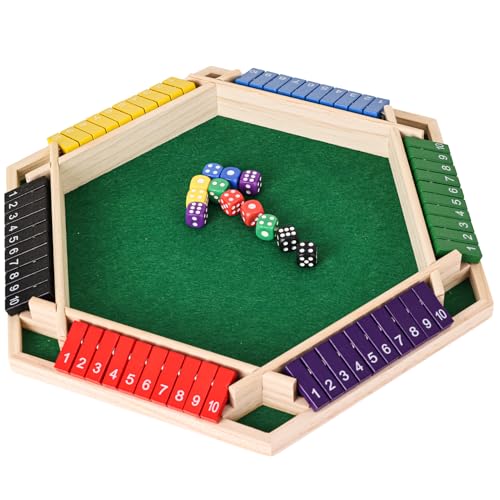Shut The Box Game Wooden,6 Players Math Games for Kids 8-12,Dice Box Family Games for Kids and Adults,Board Tabletop Games for Kids 5-7, Close The Box Game for Classroom,Home,Party or Pub(6-Color) - style: 6-player - Color
