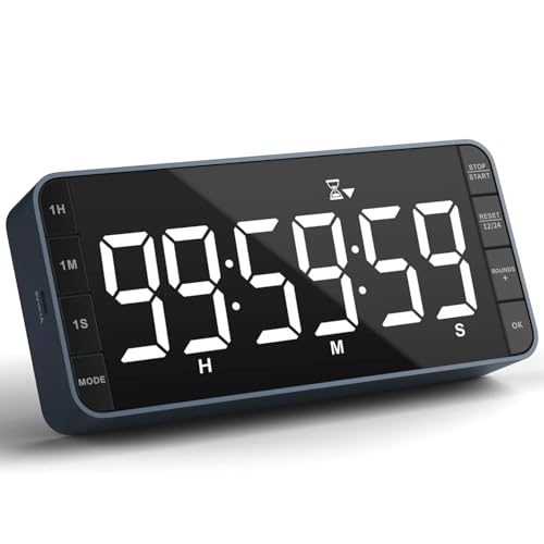 Large 7.8" Digital Timer with LED Display, Magnetic for Kitchen & Classroom | USB-C Rechargeable Timer with 99-Hour Count Up & Countdown, 3 Brightness Levels, 5 Alarm Sounds, 4 Volume Levels for Study - color: Navy Blue