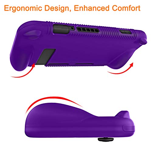 FINTIE Soft Silicone Protective Case Compatible with Nintendo Switch 2017 | Ergonomic Grip Design, Kickstand Compatible, Anti-Slip, Anti-Scratch & Shock-Absorption Grip Case for Switch 6.2-inch, Purple - color: Purple