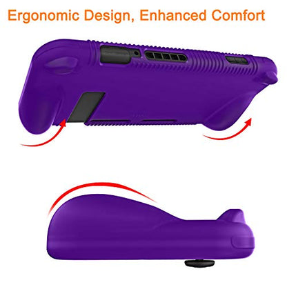 FINTIE Soft Silicone Protective Case Compatible with Nintendo Switch 2017 | Ergonomic Grip Design, Kickstand Compatible, Anti-Slip, Anti-Scratch & Shock-Absorption Grip Case for Switch 6.2-inch, Purple - color: Purple