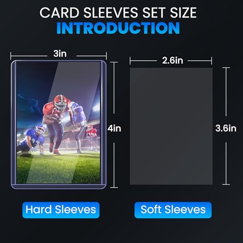 400 Card Sleeves Top Loaders for Cards, 3" x 4" Hard Plastic Toploaders | Baseball Card Protectors, Trading Card Holder for Football Sports Cards (200 Toploaders + 200 Penny Sleeves) - size: 200 Hard Sleeves + 200 Soft Sleeves