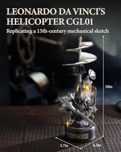 ROKR 3D Puzzle for Adults - Leonardo da Vinci's Helicopter Mechanical Model Kits (CGL01), DIY Plastic Metal Building Set, Industrial City Craft Gifts for Hobbyists