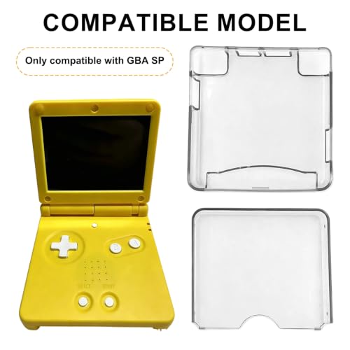 Hard Transparent Protective Case Compatible with for GBA SP Console, Clear PC Shell Cover Case with Scratch Protection, Dust Resistant Snap-On Design for Gameboy Advance SP Console Accessories