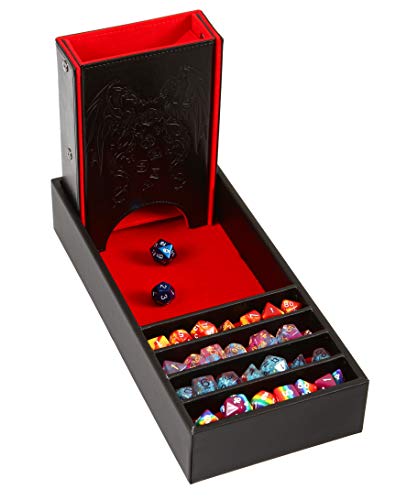 Forged Dice Co. Citadel Dice Tray, Tower and Storage - Perfect for DnD and RPG Gaming - color: Red
