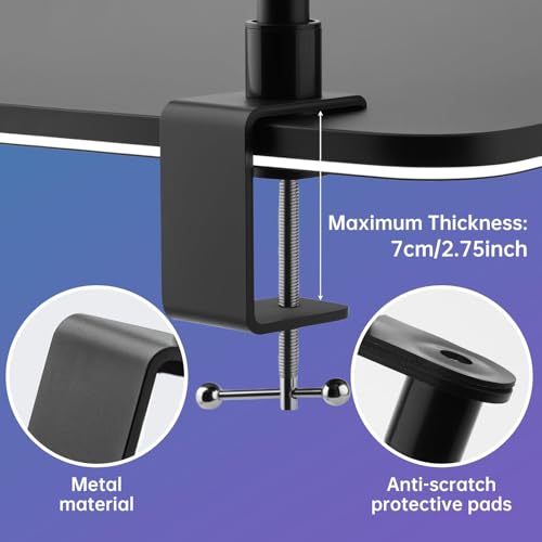 Microphone Stand Desk, Suspension Microphone Boom Arm Heightened Design with Desk Mount Clamp, 360° Rotatable,5/8" 3/8" Threads, Mic Table Arm for Podcast, Streaming,Gaming,Recording, Studio, Office