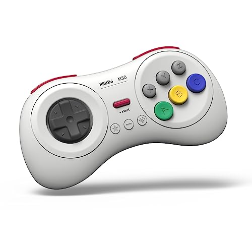8Bitdo M30 Bluetooth Controller for Switch, Windows and Android, 6-Button Layout for SEGA’s Classic Games (White) - color: White