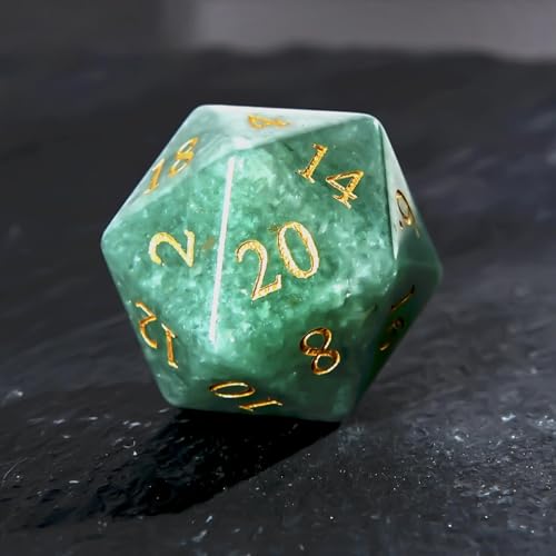 1PCS Gem D20 DND Dice - 25mm 20 Sided Crystal Green Aventurine D&D Dice for Dungeons and Dragons, RPG, Roleplaying Games MTG Table Games, Handmade Polyhedral Dice(Green Aventurine) - color: D20-green Aventurine