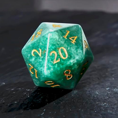 1PCS Gem D20 DND Dice - 25mm 20 Sided Crystal Green Aventurine D&D Dice for Dungeons and Dragons, RPG, Roleplaying Games MTG Table Games, Handmade Polyhedral Dice(Green Aventurine) - color: D20-green Aventurine