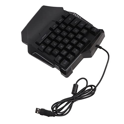 One Handed Gaming Keyboard, 35 Keys RGB Backlit Ergonomic Keyboard with Wrist Rest, USB Wired Silent Mini Gaming Keypad for PC, Seven Color Backlight Professional One - Handed RGB