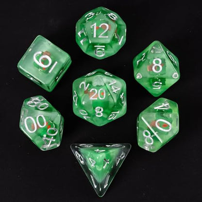 UDIXI 7PCS DND Dice Set Resin Polyhedral D&D Dice for RPG Tabletop Games | Gelatinous Cube Inclusions, Velvet Storage Bag, DM Gift, for Dungeons and Dragons Role Playing Games Board Games - color: Gelatinous Cube