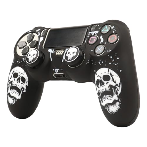 RALAN Skull HeadDesign Controller Skin Cover with 2 Thumb Grips Compatible with PS4/Playstation 4 Slim/Pro Controller - color: Skull Black White