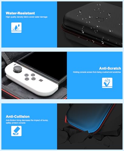 Switch 2 Case for Nintendo Switch 2 (2025)/Switch/OLED, with 4-in-1 Accessories Bundle Kit for Nintendo Switch 2, 3X Transparent Protective Cover+2X Screen Protectors+4X Thumb Caps, Accessories Set with Carrying Case for Switch - size: Case + 4-in-1 Bundl