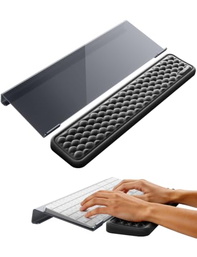 Vaydeer Keyboard Stand with Wrist Rest Set, Acrylic Keyboard Riser for Desk with Memory Foam Wrist Pad, Ergonomic Computer Support Rest Typing Cushion for Office Gaming Home Desktop Accessories - style: Keyboard Stand & Wrist Rest