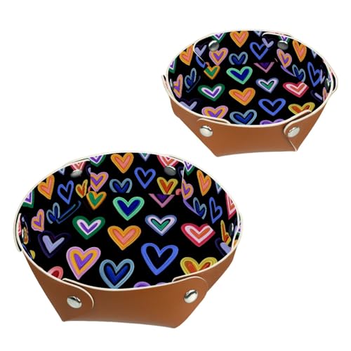 2Pcs PU Dice Holder Folding for RPG DND Table Games, Dice Trays Storage Box Portable Folding Rolling Dice Tray, Colorful Hearts Black - color: Multi 3