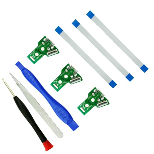 CTHTBZ 3pcs JDS-055 Replacement Charging Port for PS4 Slim Pro,Charger Socket Board Connector Module for PlayStation 4 Controller, Flex Cable, Tool Screwdriver Repair Kit(JDS-055) - color: JDS-055