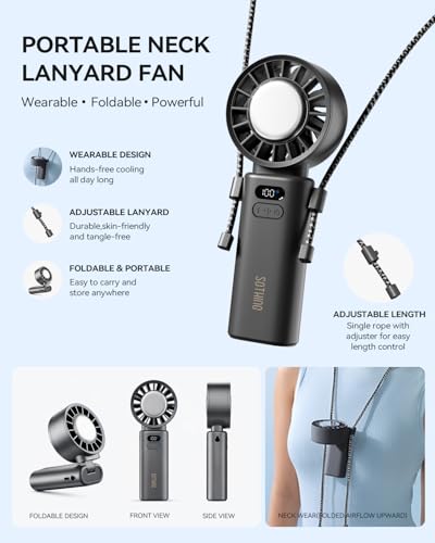 SOTHING 5000mAh Handheld Turbo Fan with Cooling Plate | Up to 15H Runtime, 100 Speeds control and 120° Foldable, 3-in-1 design for handheld, desk and neck use - size: 5000mAh Cooling Fan