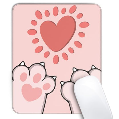 Cute Cat Paws Square Mouse Pad,Pink Cat Paws Mouse Pads for Wireless Mouse Desk Accessories,10"X8" Travel Mousepad with Non-Slip Rubber Base, Stitched Edge Mouse Pads for Desk,Computers,Laptop,Office - color: S-5