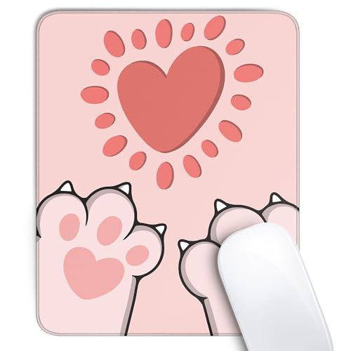 Cute Cat Paws Square Mouse Pad,Pink Cat Paws Mouse Pads for Wireless Mouse Desk Accessories,10"X8" Travel Mousepad with Non-Slip Rubber Base, Stitched Edge Mouse Pads for Desk,Computers,Laptop,Office - color: S-5