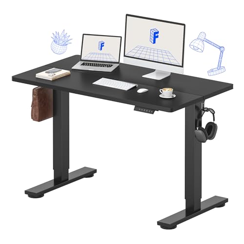 FLEXISPOT Standing Desk Electric Height Adjustable Desk with 48 x 24 Inches Splice Board, Ergonomic Memory Controller, Black Top + Black Frame - color: Black, size: 48"x24"
